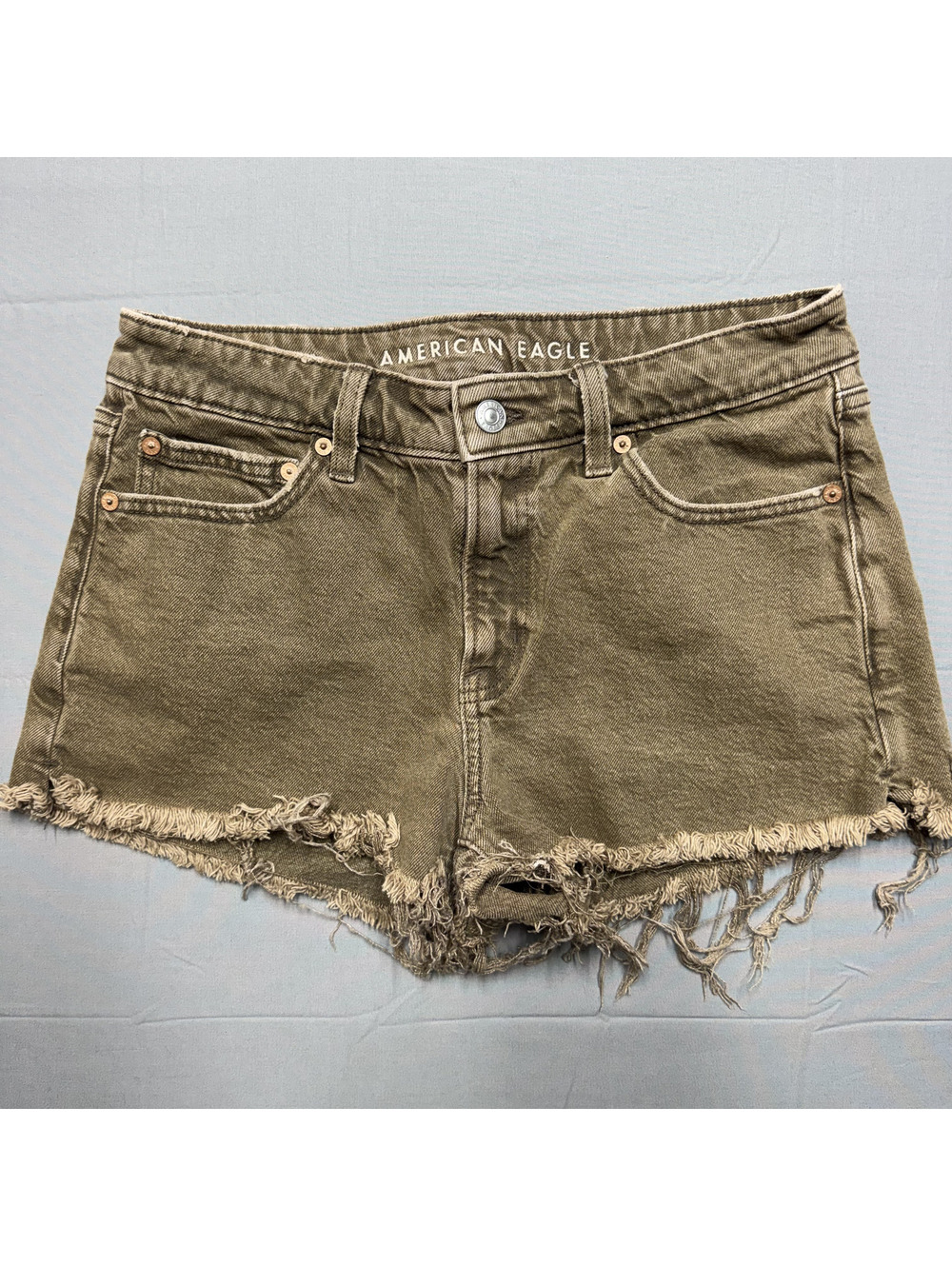 American Eagle Women Denim Shorts Cotton Brown Raw Hem Size 6 Casual